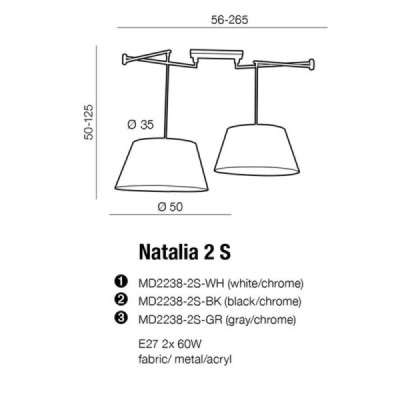 Lampa wisząca Azzardo Natalia 2S z dwoma kloszami | Sklep z lampami strefalamp.pl