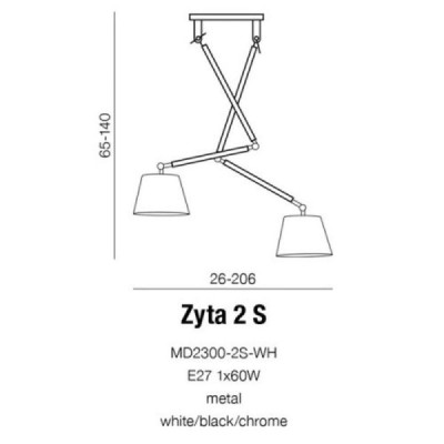 Azzardo Zyta 2S Lampa Sufitowa Na Wysięgniku