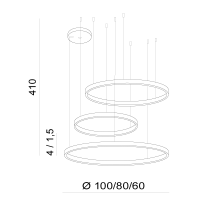 Halo wisząca 100+80+60 cct bk + remote control - Azzardo