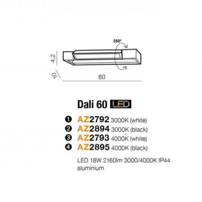 Azzardo Dali 60 kinkiet LED IP44