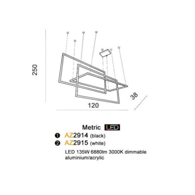 Azzardo Metric WH - lampa wisząca