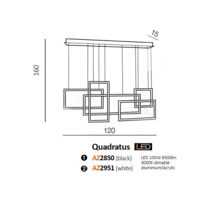 Azzardo Quadratus WH - lampa wisząca