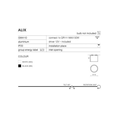 Azzardo Alix 12V BK - lampa natynkowa